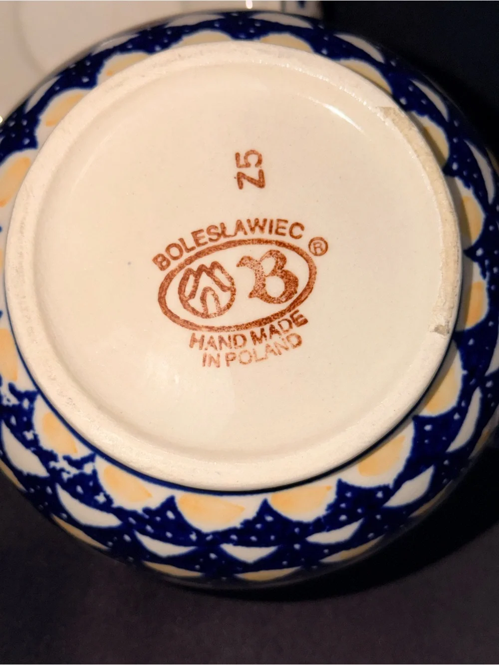 Blue and White Ceramic Teapot with Green and Brown Pattern